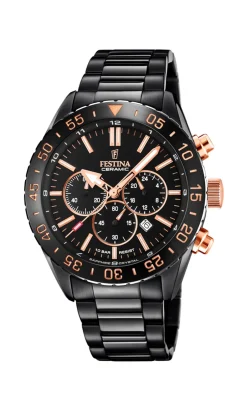 New Festina 20577 Herreur, /Rosegold, 44 mm Sort