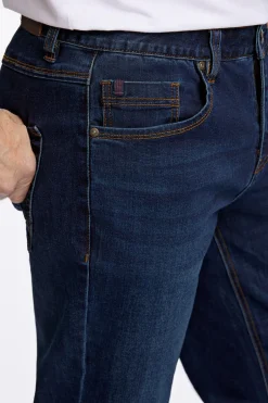 Hot Bison 5 Pocket Stay Cool Tapered Jeans, , W34/L36 Dark Denim