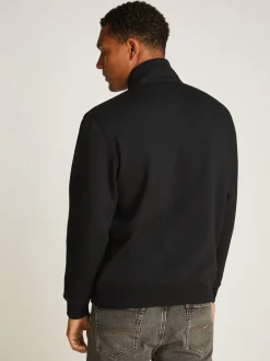 New Tommy Jeans 1/4 Zip Mock Neck Fleece Sweatshirt, , M Black