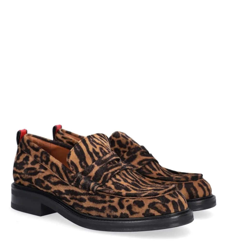 Sale Billi Bi A8446 Loafers, , 39 Leopard Suede/Red
