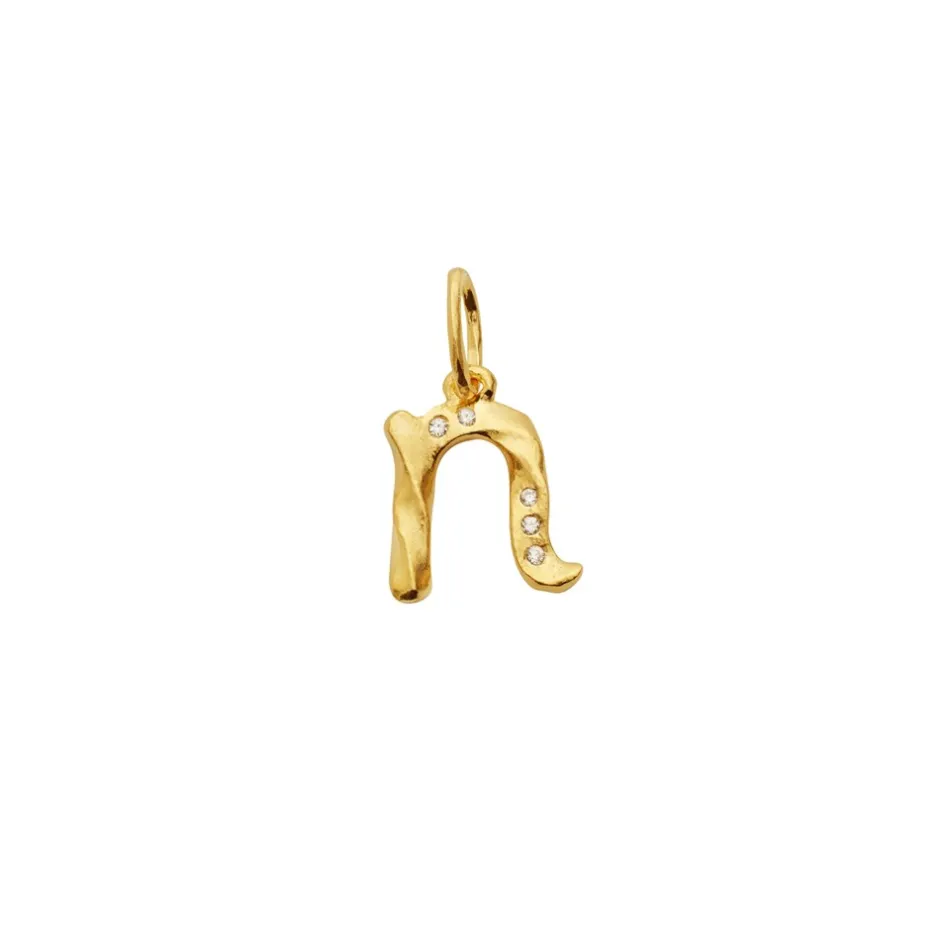 New Maanesten Alfabet Vedhæng, Gold Plated - N
