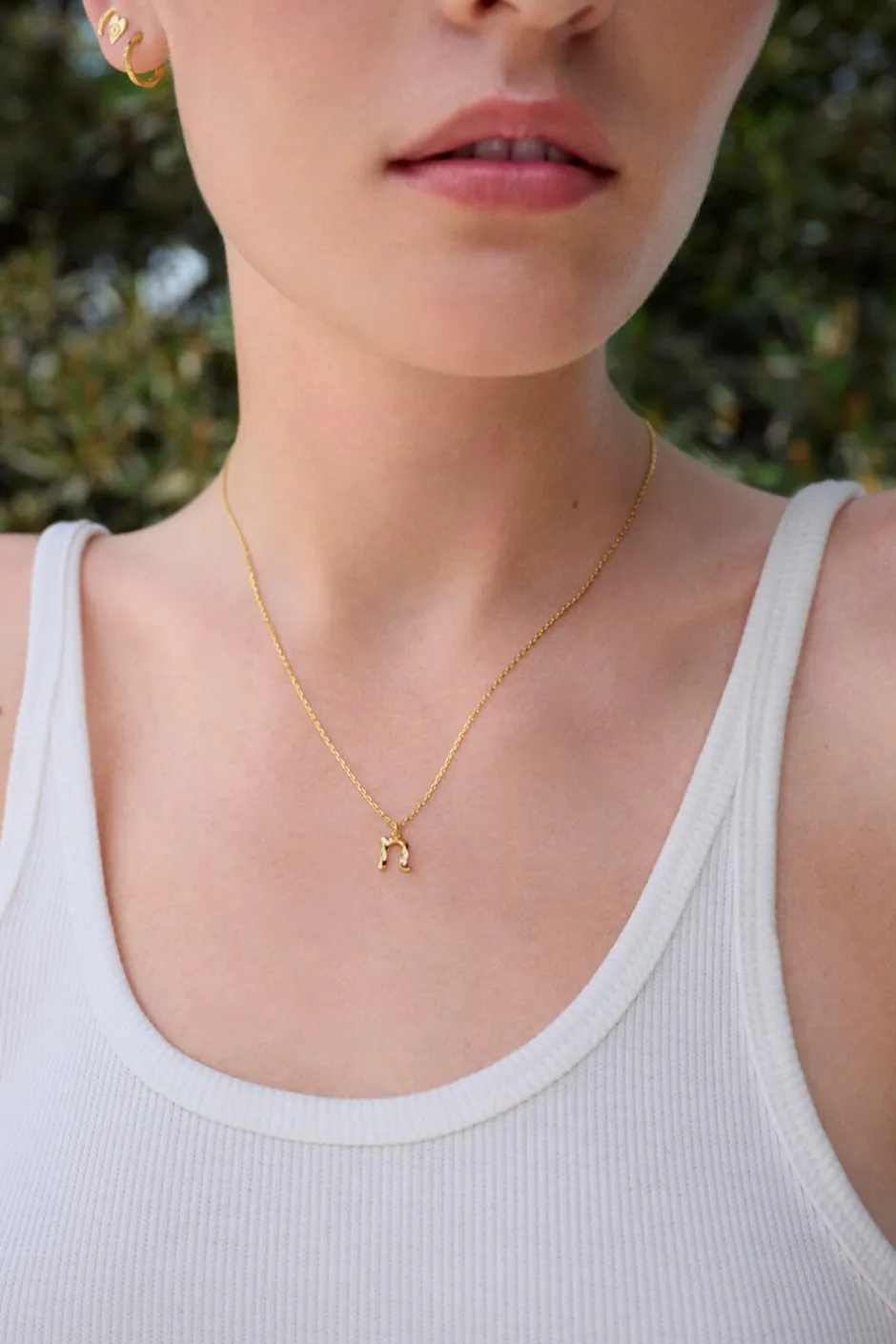 New Maanesten Alfabet Vedhæng, Gold Plated - N