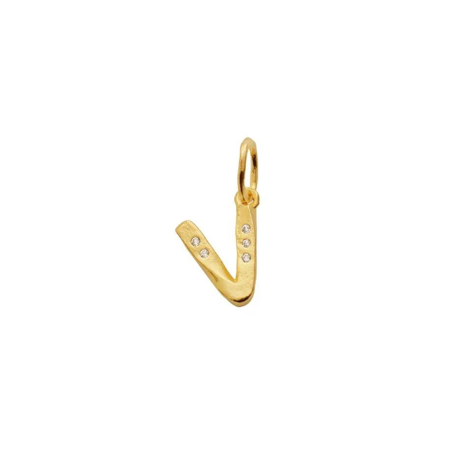 Best Maanesten Alfabet Vedhæng, Gold Plated - V