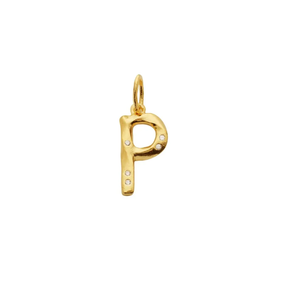 Best Maanesten Alfabet Vedhæng, Gold Plated - P