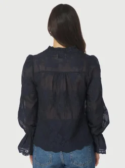 Clearance Neo Noir Amara Big Embroidery Bluse, , 40 Navy