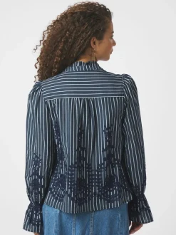 Neo Noir Amara Stripe Emb Bluse, , 40*Dame Bluser & Skjorter
