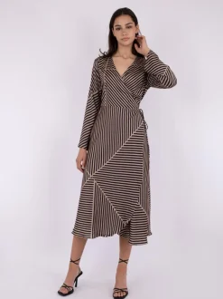 Neo Noir Amber Mix Lines Kjole, , 34*Dame Kjoler