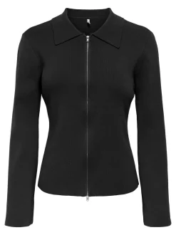 ONLY Andrea Zip Polo Cardigan, , L Black