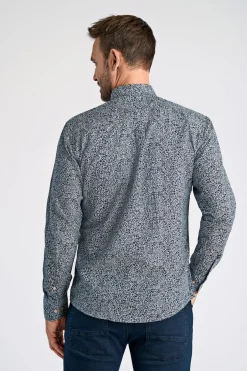 New Bison AOP Cotton/Linen Skjorte, , XL Blue