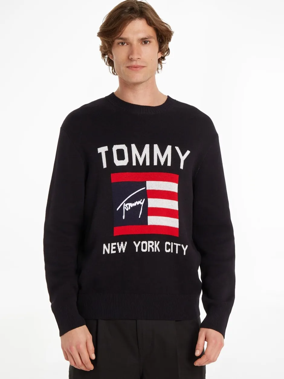 Tommy Jeans Athlethic Flag Striktrøje, , L* Strik