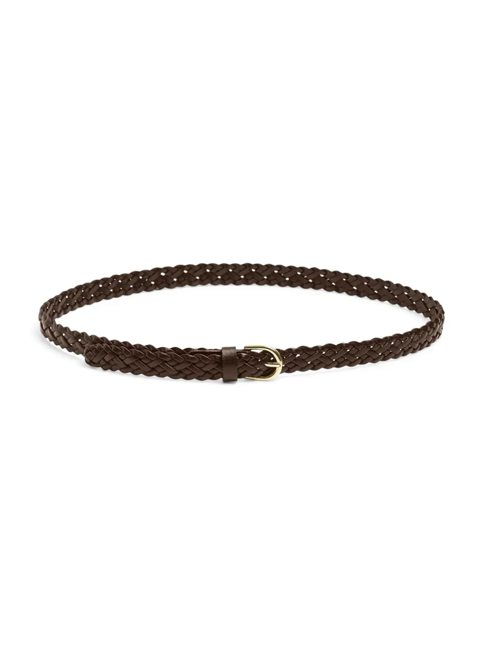 Sale Pieces Avery Braided Bælte, , 90 cm Hot Fudge
