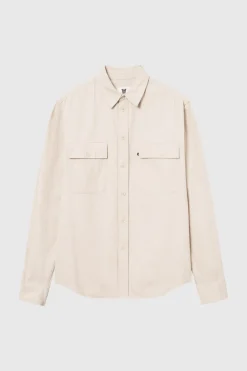 Discount Wood Wood Axl Herringbone Skjorte, , XL Sand Grey