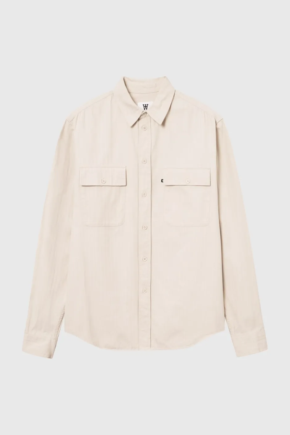 Discount Wood Wood Axl Herringbone Skjorte, , XL Sand Grey