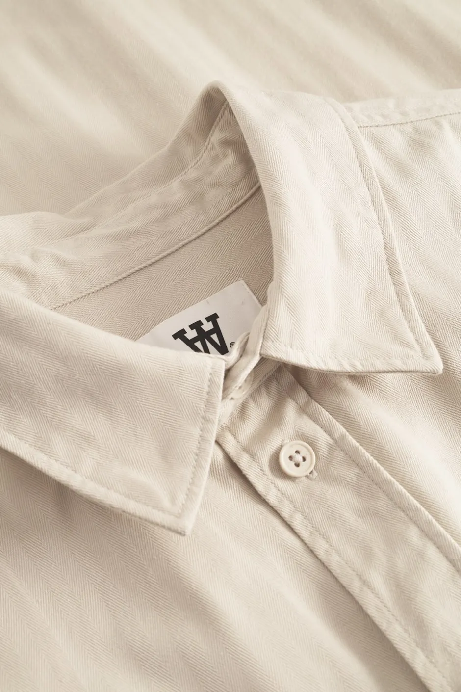 Discount Wood Wood Axl Herringbone Skjorte, , XL Sand Grey