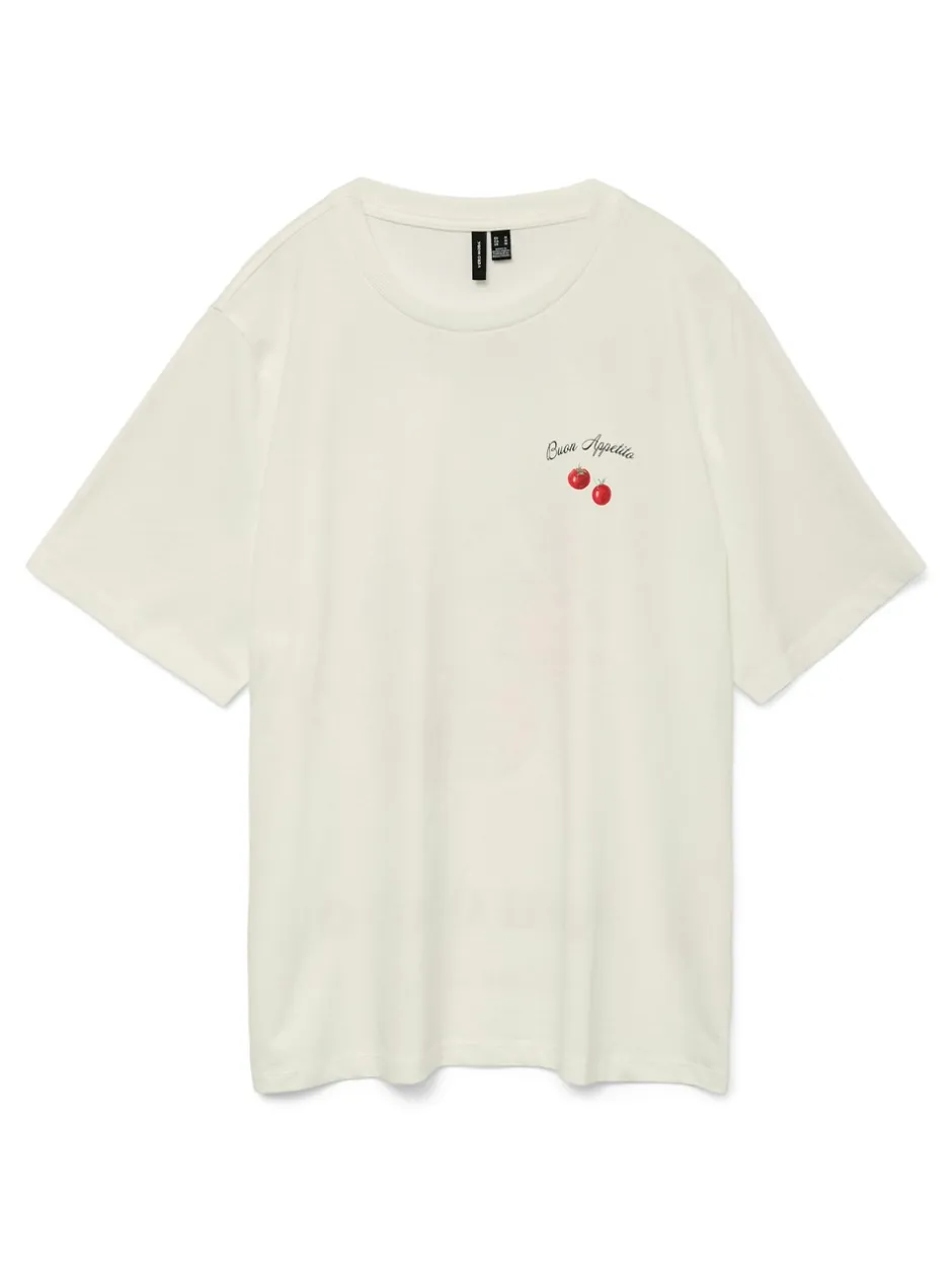 Vero Moda Aya Caty T-shirt, , L Snow White/Tomato
