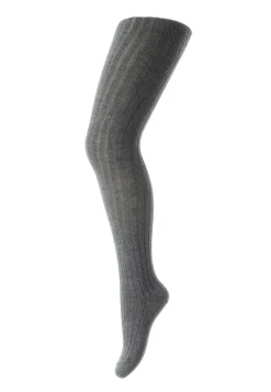 Hot MP Denmark Basic Cotton Rib Strømpebukser, , 120 cm Dark Grey Melange