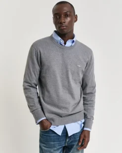 Hot GANT Basic Crewneck Sweater, , M Dark Grey Melange