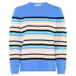 Outlet Micha Basic Spring Stripe Striktrøje, , XL Blue/Sand