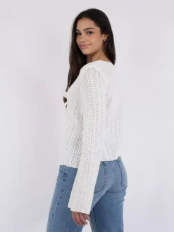 Best Neo Noir Bates Crochet Knit Cardigan, , 42 White