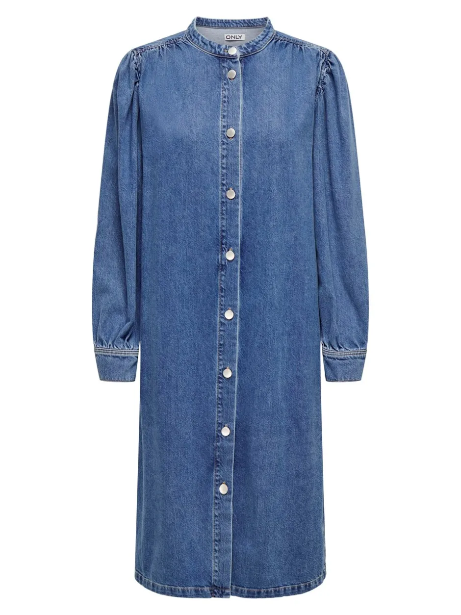 New ONLY Beate Midi Kjole, , S Medium Blue Denim