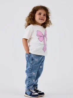 Outlet Name It Bella Jeans, , 104 cm Medium Blue Denim Bows