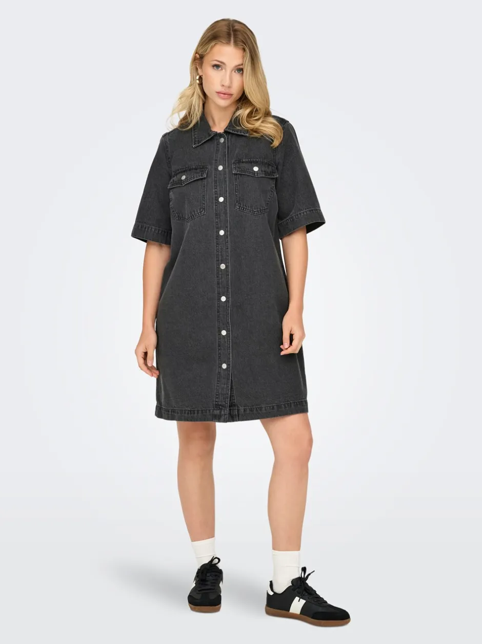 Discount ONLY Belle Denimkjole, , XS Washed Black