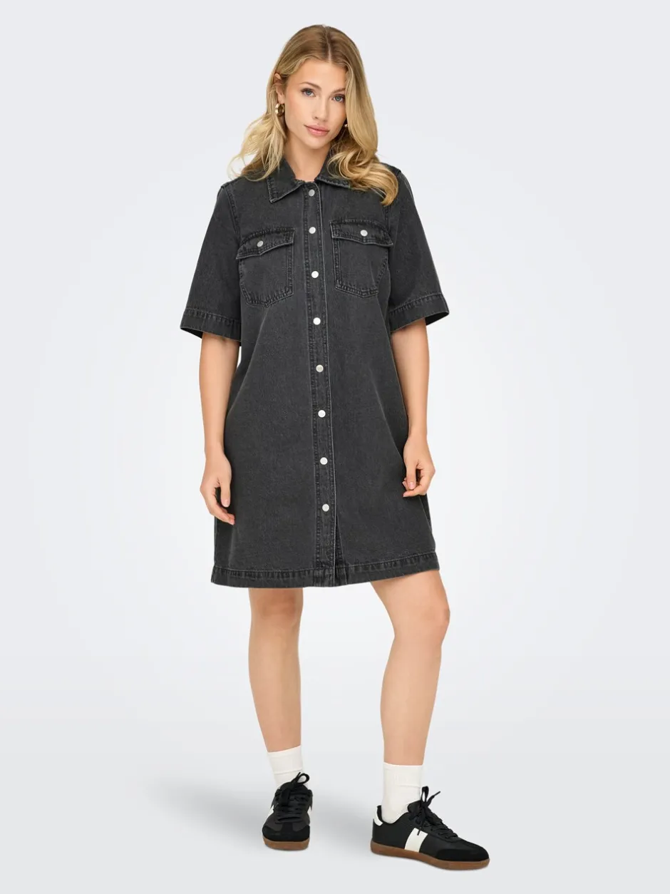 Discount ONLY Belle Denimkjole, , XS Washed Black
