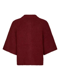 Clearance Neo Noir Benuta Fluffy Knit Cardigan, , 40 Dark Red