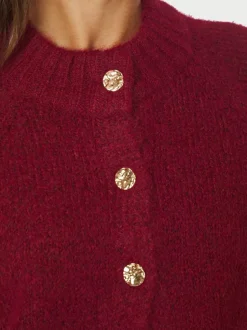 Clearance Neo Noir Benuta Fluffy Knit Cardigan, , 40 Dark Red