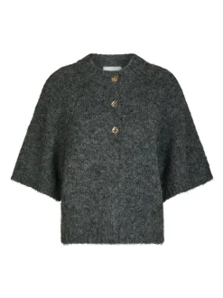 Neo Noir Benuta Fluffy Knit Cardigan, , 38 Antracit Melange