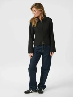 New Neo Noir Bertha Structure Bluse, , 40 Black