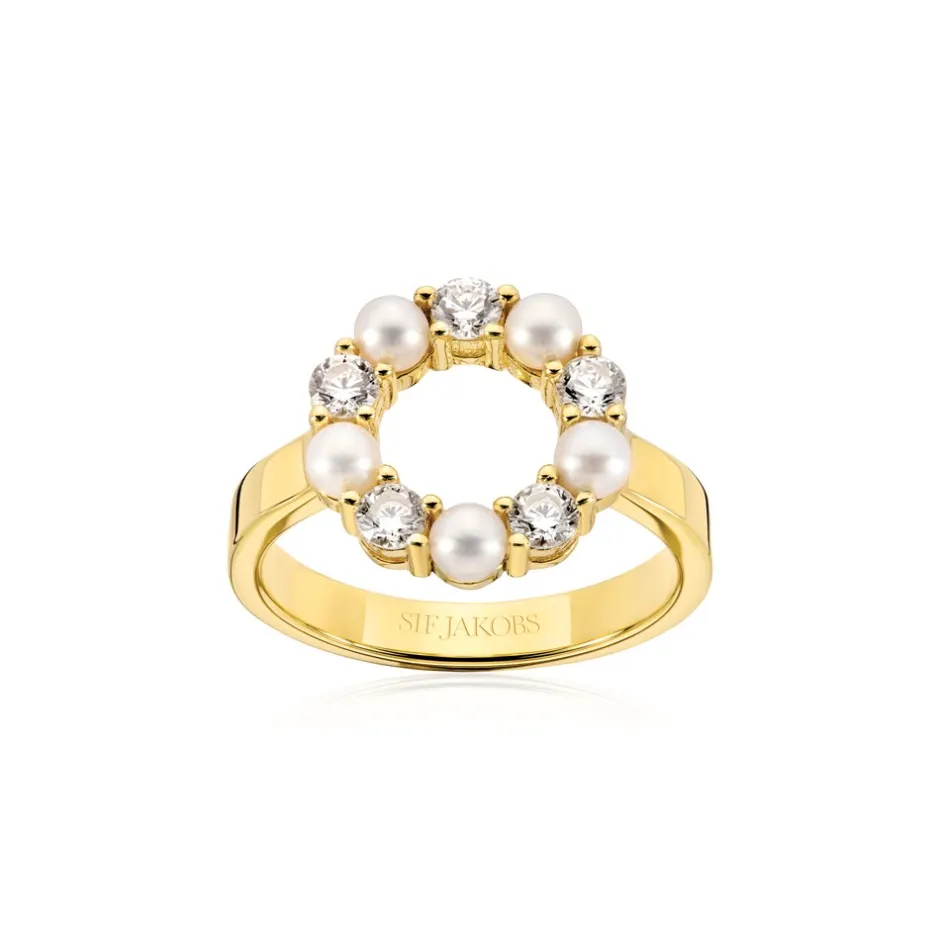 Outlet Sif Jakobs Jewellery Biella Perla Ring, Silver, 60 Gold Plated
