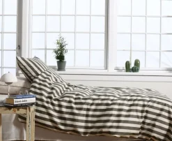 Sale OMHU Blok Strib Sengetøj, , 140x220 cm Olive/Sand