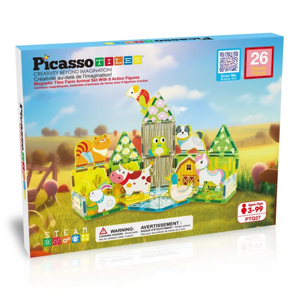 Picasso Tiles Bondegård Magnetiske Byggeklodser*Børn Legetøjsfigurer & Klodser