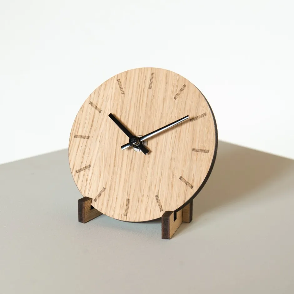 Online Hemverk Bord- & Vægur, , Ø12 cm Light Oak/Black