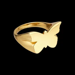 Online Jane Kønig Butterfly Signet Ring, , 56 Guld