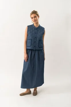Hot Lollys Laundry CairoLL Quilted Vest, , M Dark Blue
