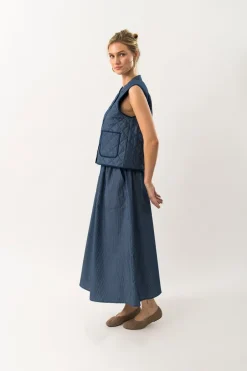 Hot Lollys Laundry CairoLL Quilted Vest, , M Dark Blue