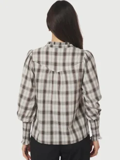 Sale Neo Noir Camisa Big Check Bluse, , 38 Off White