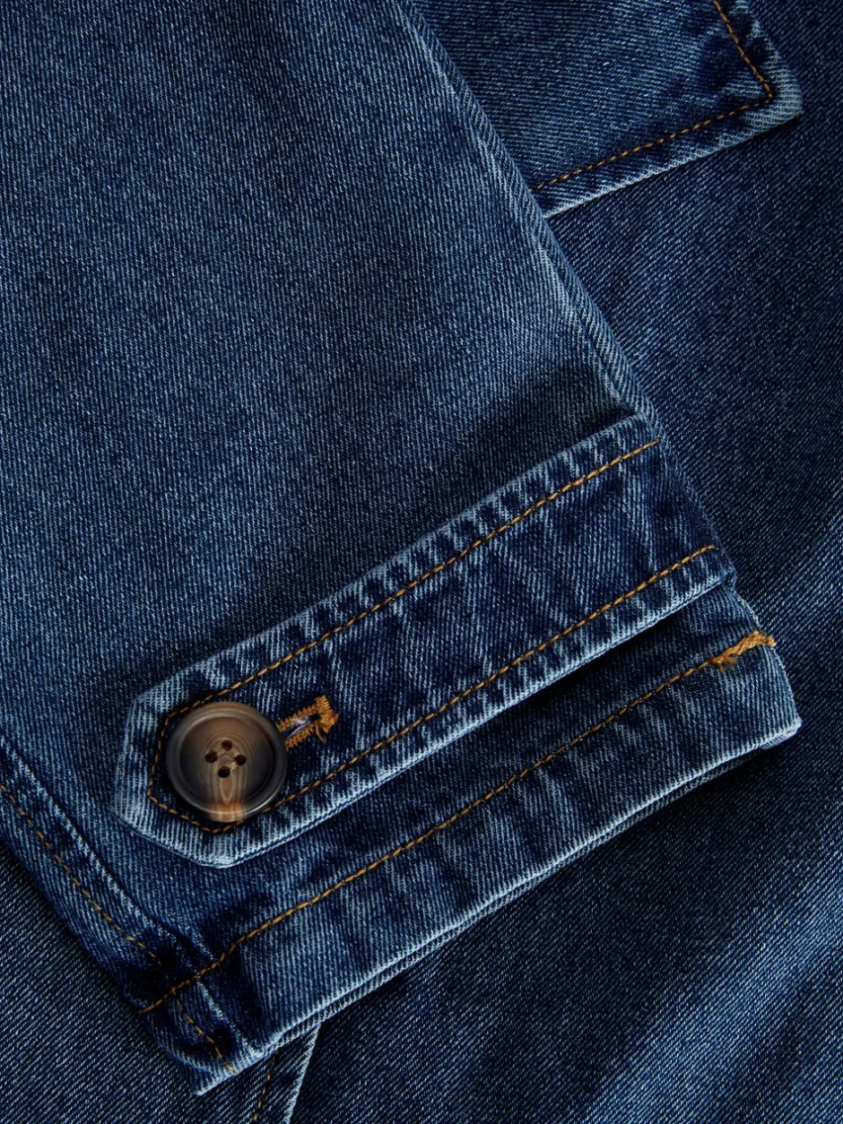 New JJXX Carlie Short Denim Trenchcoat, , L Medium Blue Denim