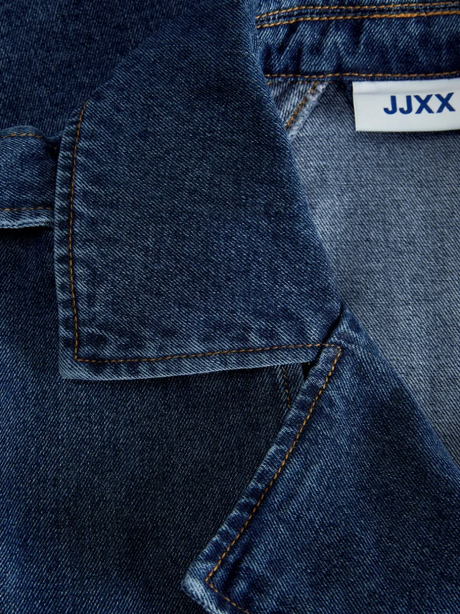 New JJXX Carlie Short Denim Trenchcoat, , L Medium Blue Denim