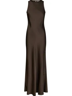 Clearance Neo Noir Celinie Heavy Sateen Kjole, , 36 Dark Brown