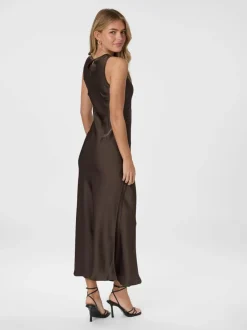 Clearance Neo Noir Celinie Heavy Sateen Kjole, , 36 Dark Brown