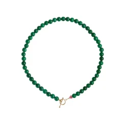 Hot Stine A Cherie Bon Bon Halskæde, , 45 cm Gold Plated/Green Jade