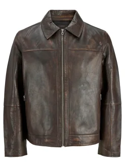 Jack&Jones Clean Leather Jakke, , L* Jakker & Frakker