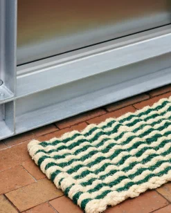 Outlet HAY Coco Stripe Wave Dørmåtte, Dark Green/White