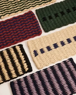 Outlet HAY Coco Stripe Wave Dørmåtte, Dark Green/White
