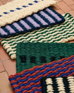 Outlet HAY Coco Stripe Wave Dørmåtte, Dark Green/White