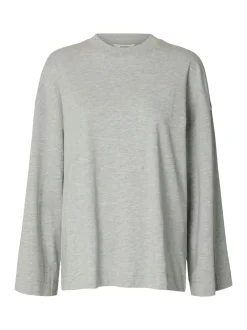 Outlet Selected Women Colwoman Oversized Langærmet T-shirt, , M Light Grey Melange