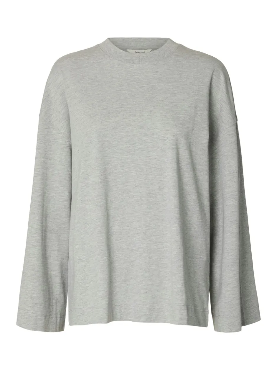 Outlet Selected Women Colwoman Oversized Langærmet T-shirt, , M Light Grey Melange